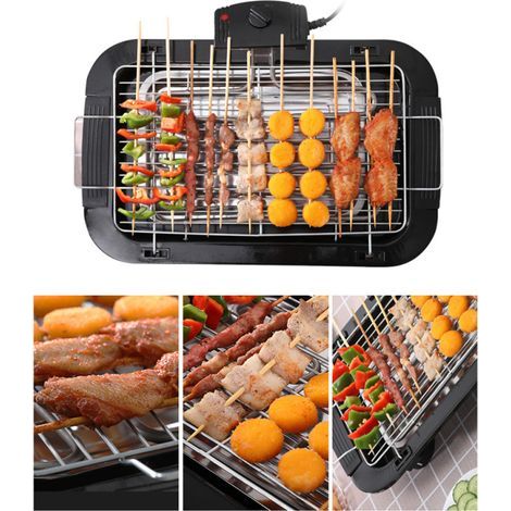 Rauchfreier Elektrogrill mit einstellbarer Temperaturregelung, herausnehmbarer Fettauffangschale, 2000 W, schwarz (EU-Stecker) (1/5)