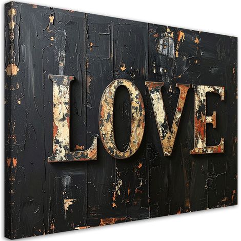 Stampe su Tela, Insegna amore Stile retrò su sfondo nero, 30x20 (1/5)