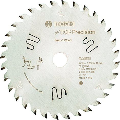 Bosch 2 608 642 386 - Lama de sega circolare Top Precision Best for Wood - 165 x 20 x 1,8 mm, 32 (confezione de 1) (1/3)