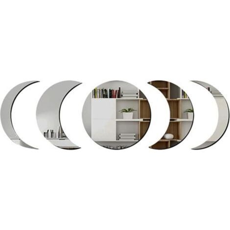 Ensemble d'autocollants muraux miroir lune bohème pour salon, chambre, décoration murale