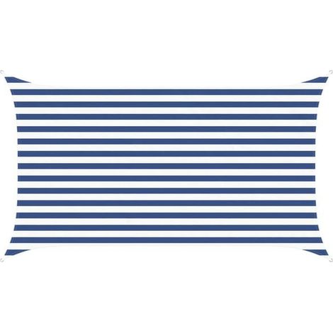 Voile d'ombrage bleue et blanche, 3,5 x 2 mètres, 100% polyester Oxford. (1/5)