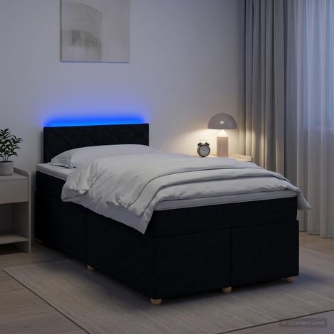 vidaXL Lit boxspring avec matelas Noir 120 x 200 cm Tissu (1/5)