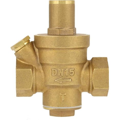 Régulateur de Pression d'Eau en Laiton Réglable Vanne Valve de Réducteur de Pression d'Eau Plomberie Filetage DN15 1/2 (DN15)