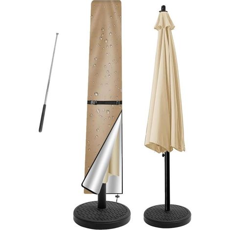 Housse de parapluie déporté, une grande housse de parapluie (190x50x30cm) en tissu Oxford, imperméable et résistante aux UV, avec un mât de support. (1/5)