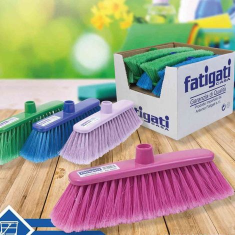 TrAdE Shop Traesio - Scopa Ricambio Colorata Per Pulizia Casa Pavimenti Interni Con Setole Medie -