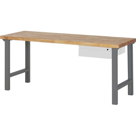 STIER Werkbank Premium, 1 Schublade, 200x70x84 cm, gefertigt aus pulverbeschichtetem Stahl und Buchenholz, perfekt für Montagearbeiten, langlebig, praktisch und zuverlässig (1/5)