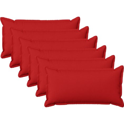 Housse de coussin 6 pcs HOUTEN Rouge 40 x 80 cm Lin synthétique vidaXL