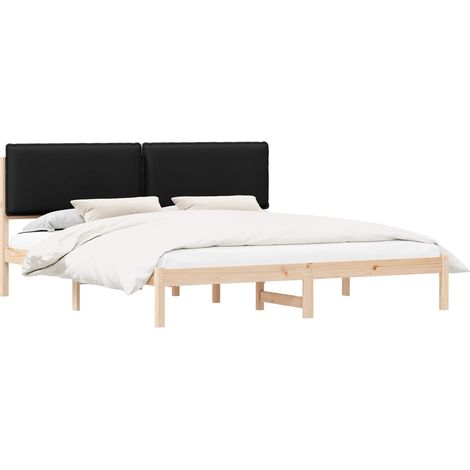 Bed Frame with Upholstered Headboard Black 200 x 200 cm vidaXL (1/5)