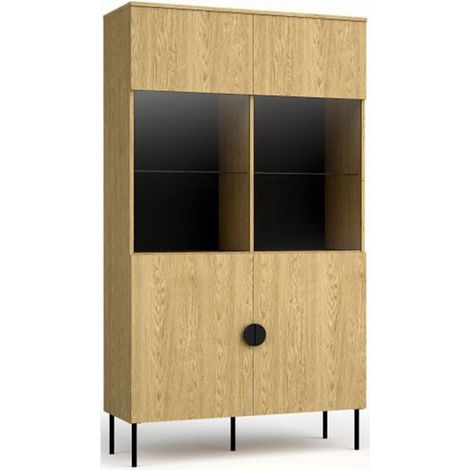 Vitrina color roble con puertas de vidrio - Colección MONDO (1/3)
