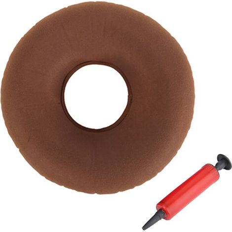 Cuscino gonfiabile a forma di donut / Cuscino donut con pompa e sacca da viaggio - Supporto lombare per emorroidi, gravidanza (1/5)