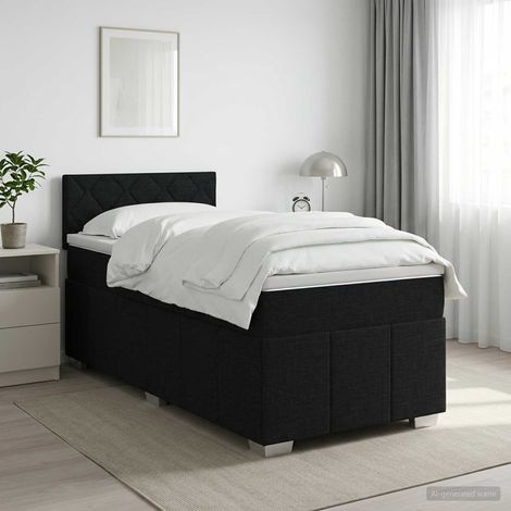 vidaXL Cama box spring con colchón Negro 100 x 200 cm Tela (1/5)