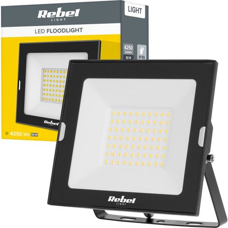 Projecteur LED halogène 50 W, température de couleur 4000 K, indice de protection IP65, modèle Rebel, fixation murale, lot de pièces pour éclairage extérieur et intérieur résistant à l'eau (1/4)