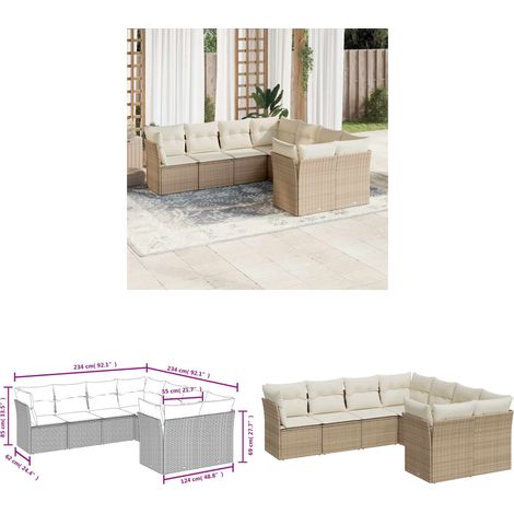 8-tlg. Garten-Sofagarnitur mit Kissen Beige Poly Rattan - Gartenmöbel - Outdoor Möbel - Rattan Sofa - Lounge Set - Gartenlounge - Home & Living (1/3)