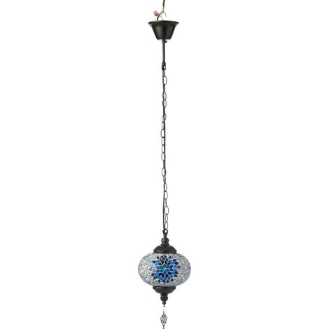 Lampe Suspension Mosaïque "Neal" 18cm Bleu