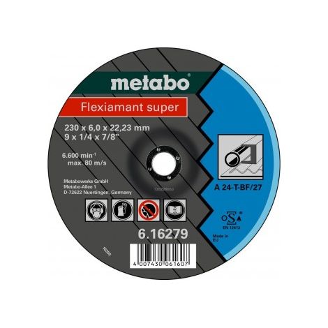 Metabo 616277000 Disco de desbaste amoladora angular Flexiamant Super A24-T para metal 180x6x22,23 mm (Envase 10 Ud)