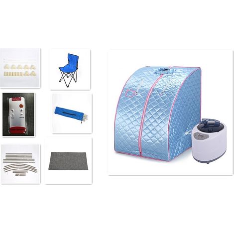 Mobile Mini Dampfsauna Heimsauna Wärmekabine Sitzsauna Saunakabine 98x70x80cm (Blau)