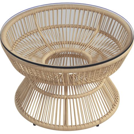 Table basse de jardin Bois naturel Résine 60x60x37 cm