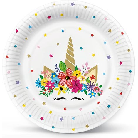 Assiettes Carton Ø 23 cm, 8 pièces - Fête Licorne (1/5)