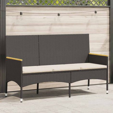 Teenpull – Gartenbank 3-Sitzer mit Kissen Schwarz Poly Rattan (1/5)