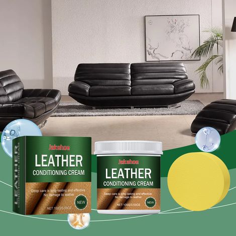 Crème nettoyante d'entretien pour le cuir (canapés, articles en cuir et sacs) - 100 g + éponge -- AUTLEAD (1/5)