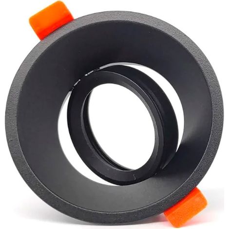 Anneau halogène encastré, profond, rond, noir, inclinable, ø90 x 42 mm (1/2)