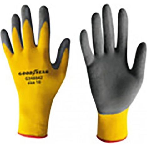 Goodyear guanti in nylon e schiuma di lattice taglia 10 colore senape/nero, guanti da lavoro (1/3)
