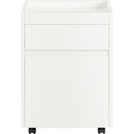 Carrello da ufficio Armadi archivio traslabili Tavolino stampante Comodino con ruote bianco 40x40x54cm FBT121-W (1/5)