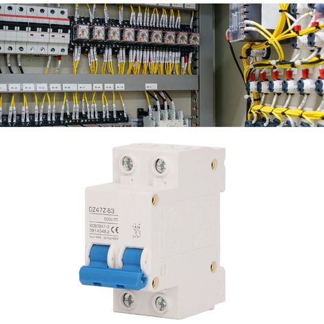 Disjoncteur CC DZ47Z-63, 500 V, disjoncteur miniature bipolaire pour systèmes photovoltaïques, montage sur rail DIN, basse tension 32 A (1/5)