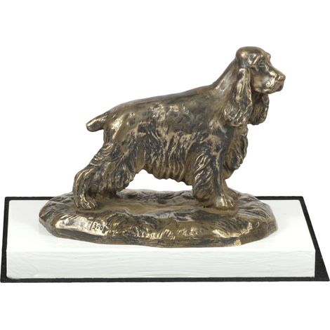 Cocker Spaniel inglés - estatuilla de perro, figura sobre una base blanca, trofeo para una exposición canina de Art-Dog (1/5)