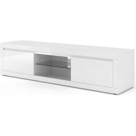 Mueble TV BELLO BIANCO V 180 cm blanco mate / blanco brillante (1/5)