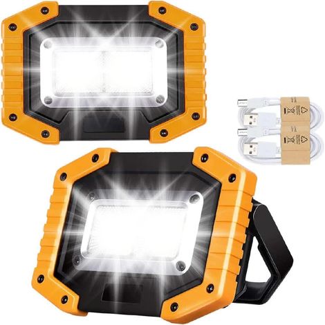 Lampe de travail LED lot de 2 rechargeable 30 W IP65 3 modes USB (1/5)