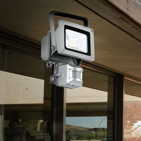 Lampada da parete per esterni faretto da costruzione lampada da parete per esterni con rilevatore di movimento, alluminio vetro trasparente, 1x LED 10W 790Lm, LxLxA 11,5x15x11 cm, EGLO 93476