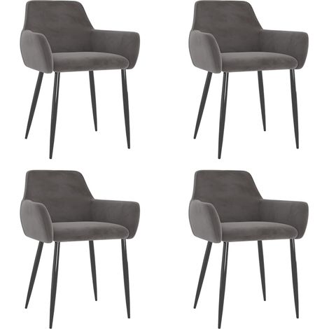 vidaXL Sillas de comedor 4 unidades terciopelo gris oscuro (1/5)