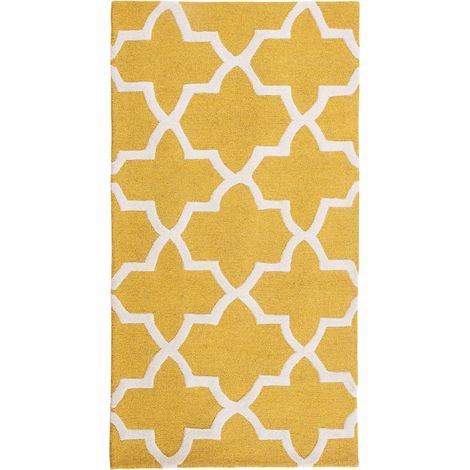Tappeto rettangolare in cotone giallo 80 x 150 cm Silvan
