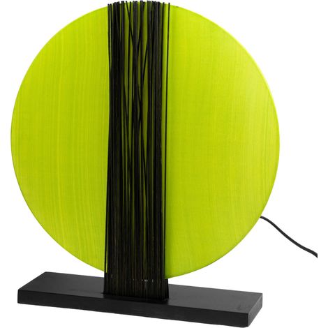 Lampe a poser abat jour disque vertical vert wenge deco zen salon chambre (1/3)
