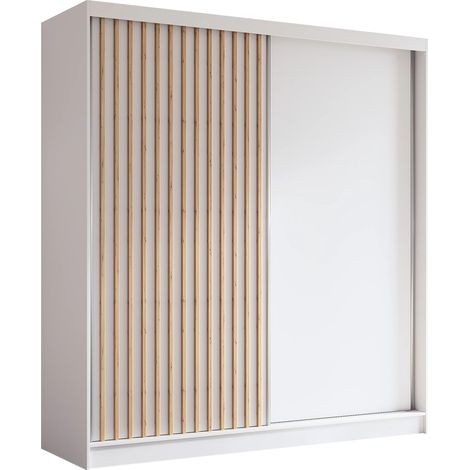 AX LIVING Cabinio Schwebetürenschrank Weiß 200 cm breit Artisan Eiche