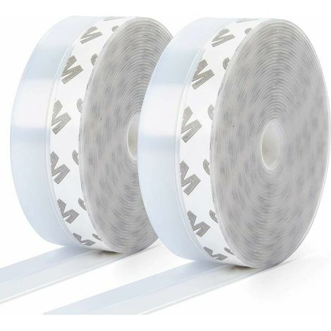 10 m × 25 mm, 2er-Pack Silicone-Dichtungsstreifen, self-adhesive Tür- und Fensterdichtung, transparent Türbodendichtung für Staubschutz, Wetterschutz, Schallschutz – 10 m (1/4)