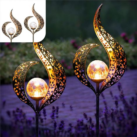 Lampadaire solaire d'extérieur pour jardin, éclairage décoratif paysager (2 pièces) (1/3)
