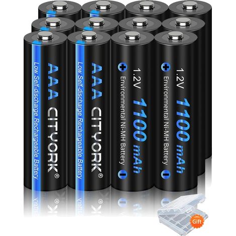 Batteries Rechargeables, Type NI-MH, Capacité 1100mAh, 12PCS AAA (1/2)