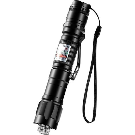 Lampe laser QttvbTna, torche en aluminium noir, format 150x28 mm, éclairage de précision, design compact et robuste, usage professionnel et bricolage.