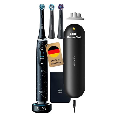 Oral-B iO 10 Elektrische Zahnbürste incl. 3 Aufsteckbürsten und Reiseetui Cosmic Black