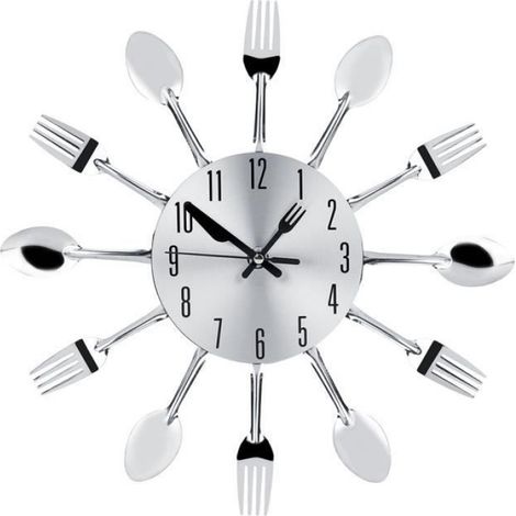 Horloge Murale - Acier Inoxydable - Design 3D - Décoration Intérieure - 1 Pièce (1/4)