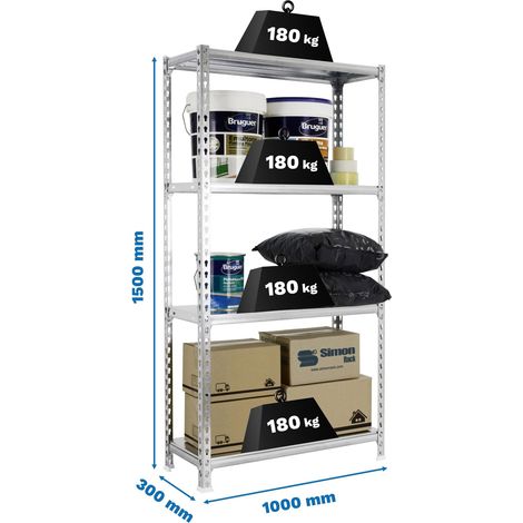 Simonrack Moderne Regal grau galvanisiert 4 Ebenen (1/3)