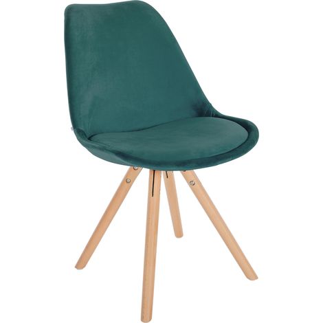 Chaise de salle Ă manger x1 style scandinave en velours vert pieds en bois clair 100001460 (1/5)