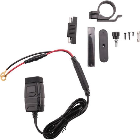 Chargeur moto USB+Type-C QC3.0 étanche rapide avec voltmètre Rouge (1/5)