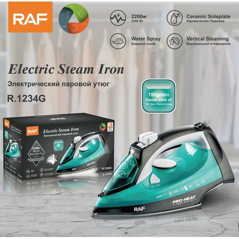 Fer à vapeur domestique standard européen (vert) - Modèle portatif/à suspendre - Fer électrique filaire - Utilisation sur peau sèche ou humide - 2200 W (1/3)