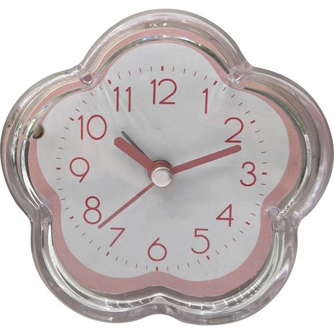 Cute Alarm Clock Flower Shape Quiet Low Noise Transparent Small Alarm Clock for Living Room Bedroom Bedside Desktop Pink (1/5)