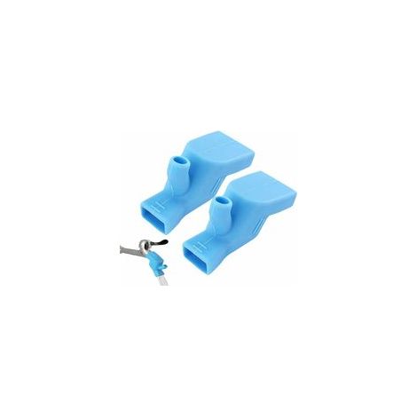 Lot de 2 rallonges de robinet en silicone bleu, pour cuisine, salle de bain –