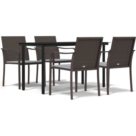 Ensemble à manger de jardin 5 pcs,Salon de jardin coussins résine tressée acier CFW84005 (1/5)