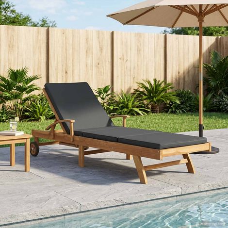 vidaXL Lettino da sole Marrone e grigio scuro Legno di teak